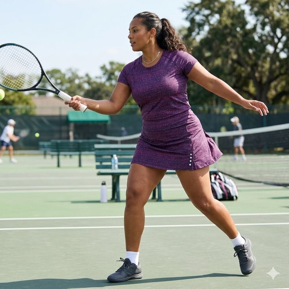 NWT L.L.‎ Bean Purple Geometric L2 Dry Tech Performance Tennis Skort Women XL